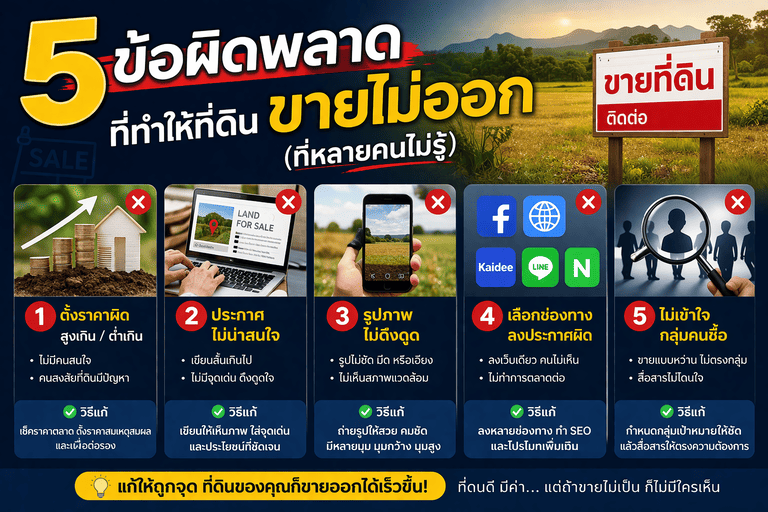 ข้อผิดพลาดที่ทำให้ที่ดินขายไม่ออก