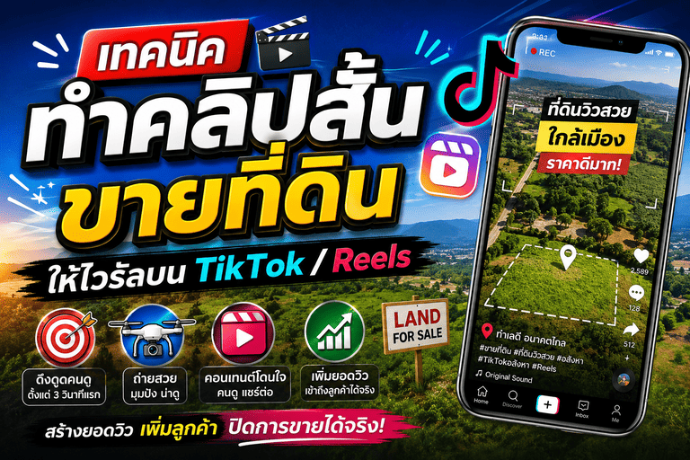 เทคนิคทำคลิปสั้นขายที่ดิน ให้ไวรัลบน TikTok และ Reels ปี 2026